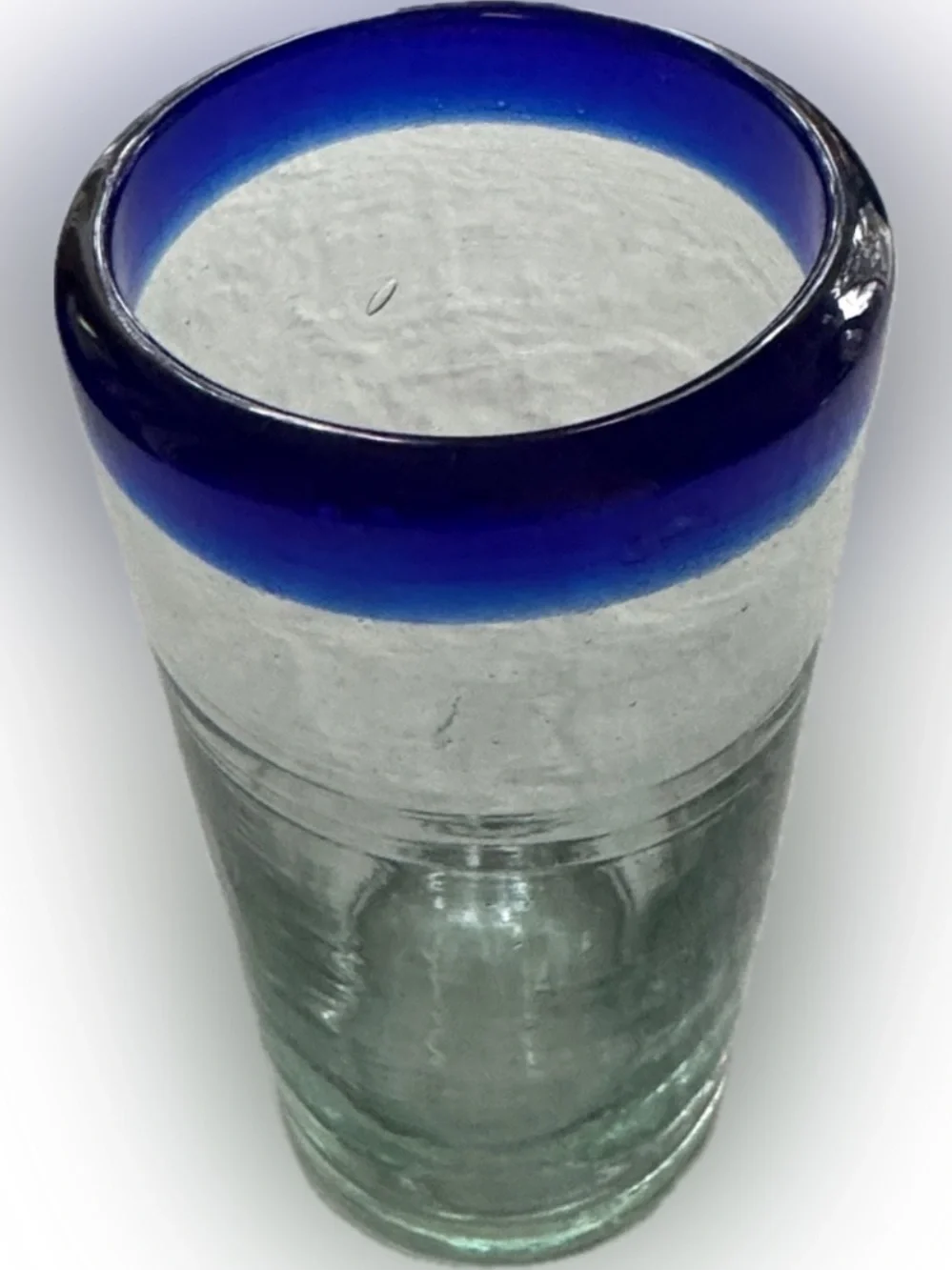 MEXICO HANDBLOWN GLASS COBALT BLUE REPLACEMENT TUMBLER BARWARE VINTAGE 90s 14 oz